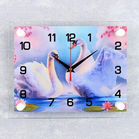 Часы настенные, серия: Животный мир, 'Пара лебедей', 20х26 см микс Ош