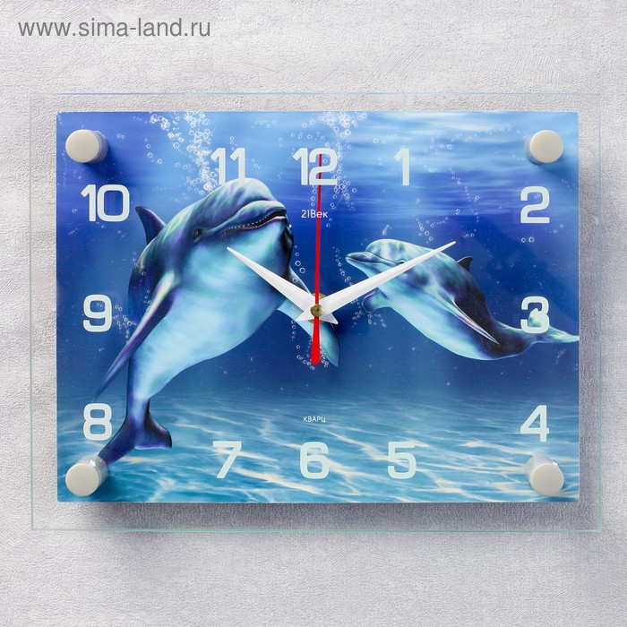 фото Часы настенные, серия: море, "дельфины", 20х26 см, микс 21 век