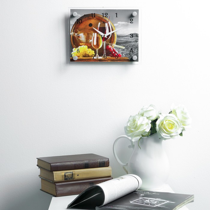 Часы настенные прямоугольные "Вино", 20х26 см  микс