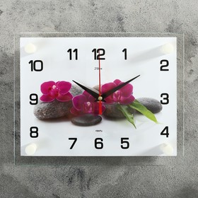 Часы настенные, серия: Цветы, 'Цветки на камнях', 20х26 см  микс Ош