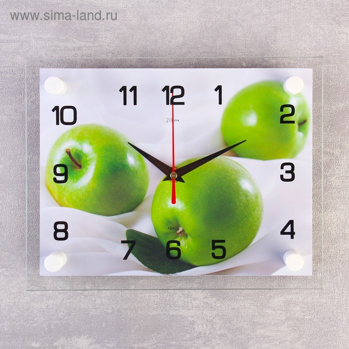 часы настенные серия кухня яблоки плавный ход 20 х 26 см Часы настенные: Кухня, Яблоки, бесшумные, 20 х 26 см