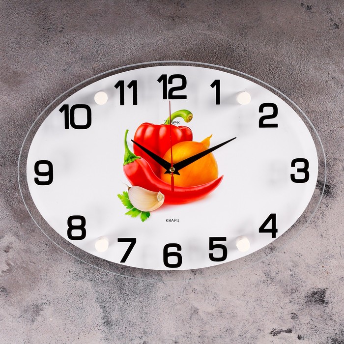 Часы настенные овальные "Овощи", микс 24х34 см