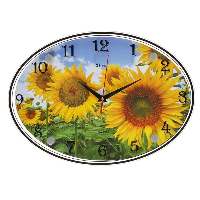 Часы настенные овальные "Подсолнухи", 24х34 см
