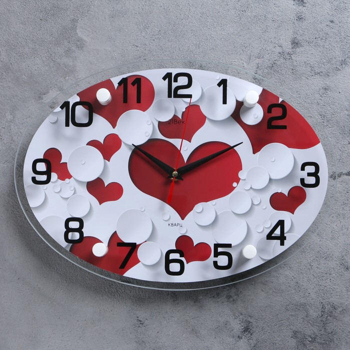 Часы настенные, серия: Люди, "Сердечки", 24х34 см, микс