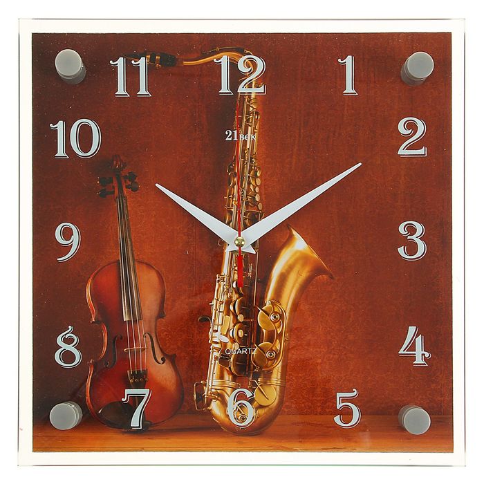Часы настенные квадратные "Музыкальные инструменты", 25х25 см