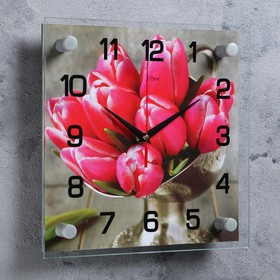 Часы настенные, серия: Цветы, "Тюльпаны", 25х25 см, микс от Сима-ленд