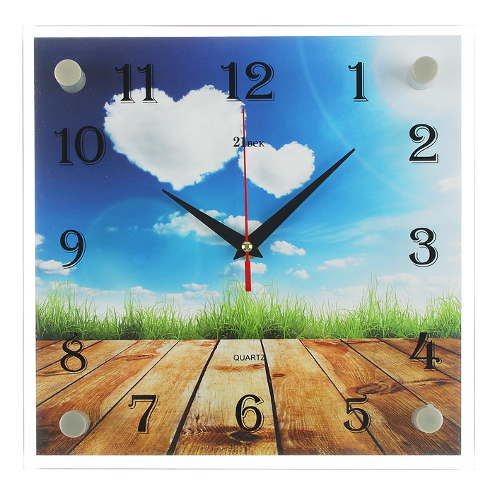 Часы настенные квадратные "Облака в виде сердец", 25х25 см микс