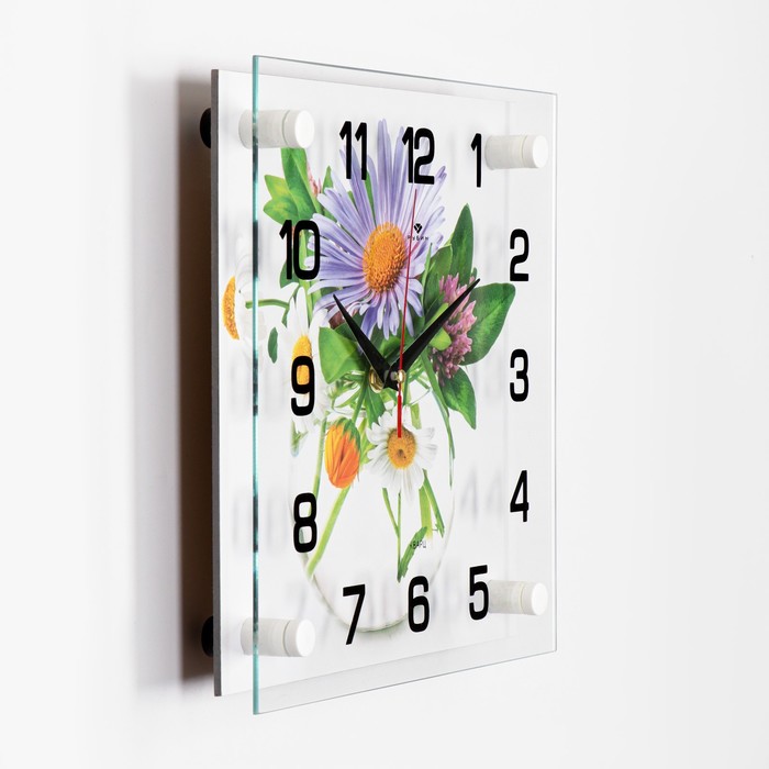 Часы настенные квадратные "Ромашки", 25х25 см