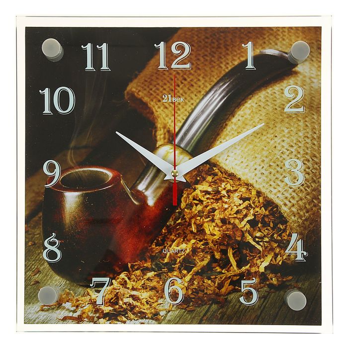 Часы настенные квадратные "Трубка и табак", 25х25 см