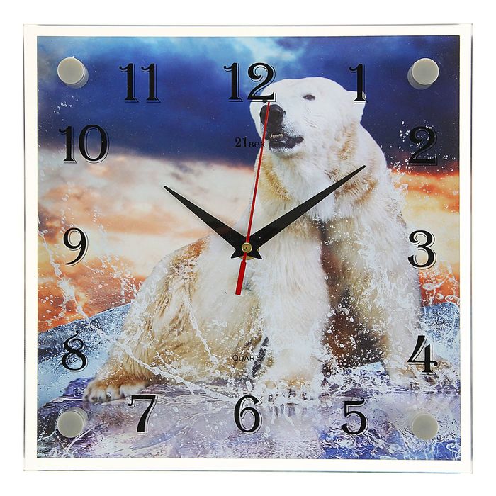 Часы настенные квадратные "Белый медведь", 25х25 см