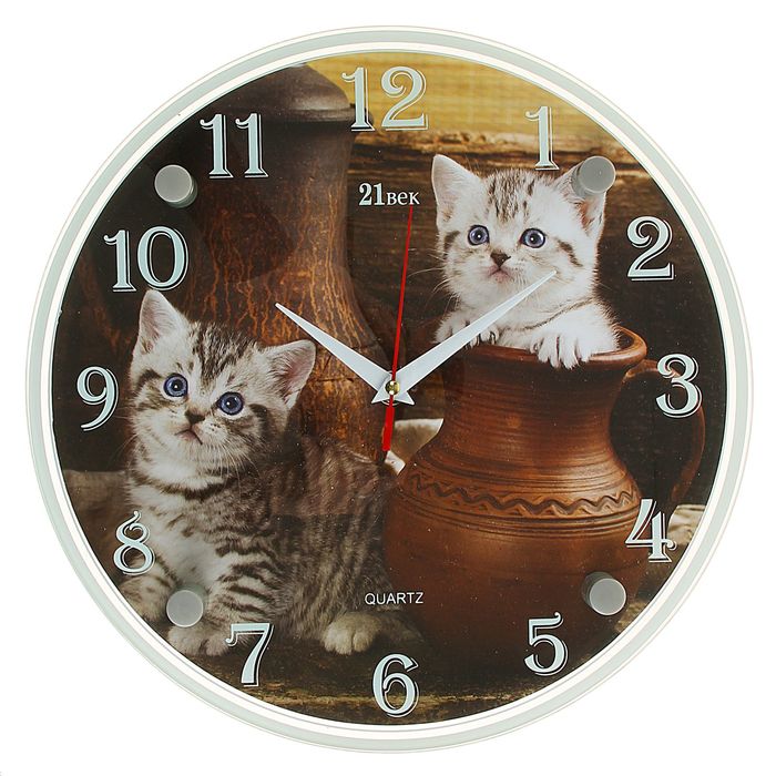 Часы настенные круглые "Котята", 30х30 см микс