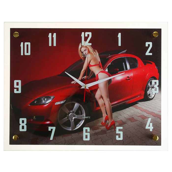 Часы настенные прямоугольные "Красный спорткар", 35х45 см