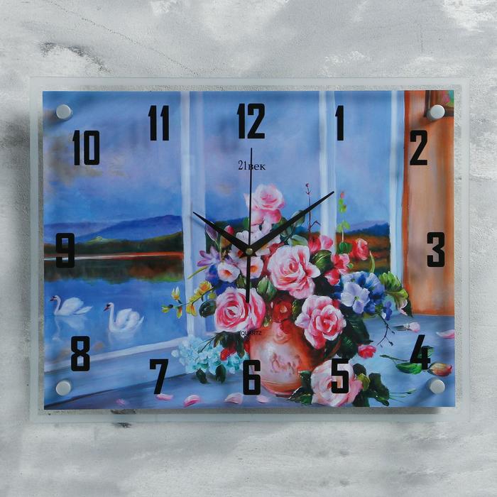 Часы настенные прямоугольные "Розовые розы", 35х45 см