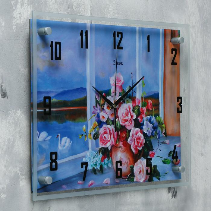 Часы настенные прямоугольные "Розовые розы", 35х45 см