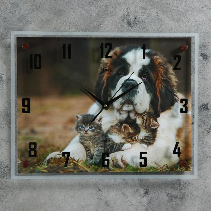 Часы настенные прямоугольные "Зверята", 35х45 см микс