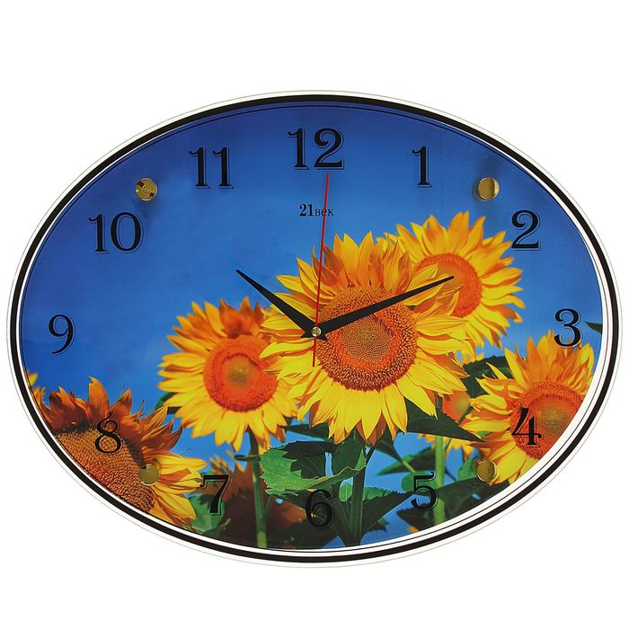 Часы настенные овальные "Подсолнухи", 35х46 см
