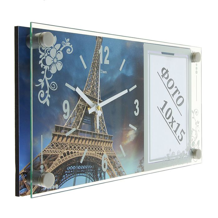 Часы настольные прямоугольные "Эйфелева башня", 17х32 см микс
