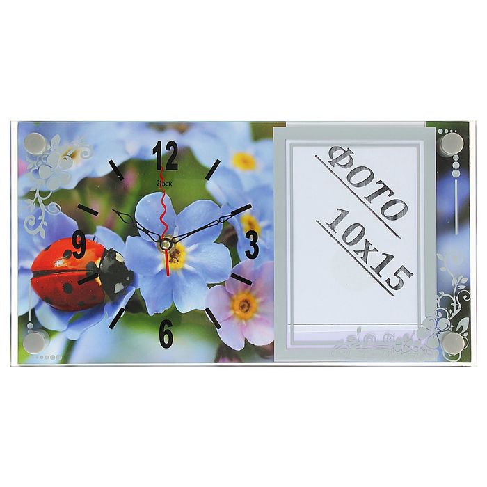 Часы настольные прямоугольные "Божья коровка на цветке", 17х32 см