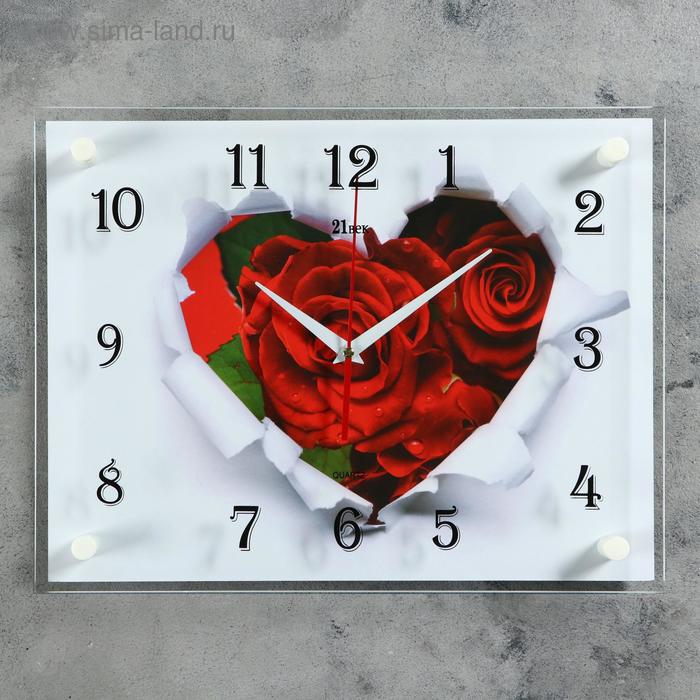 Часы-картина настенные, серия: Цветы, Розы, 30х40 см картина в раме цветы магнолии 30х40 см