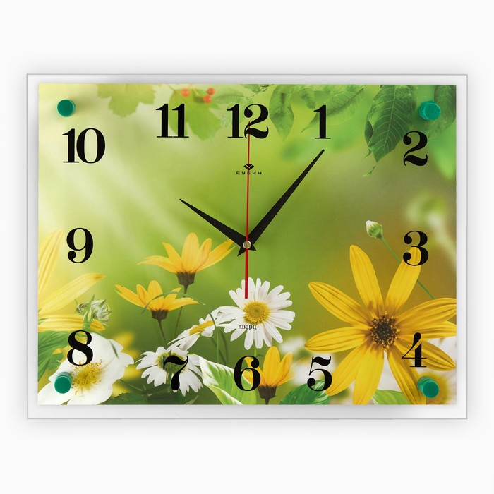 фото Часы настенные, серия: цветы, "ромашки", 30х40 см микс рубин