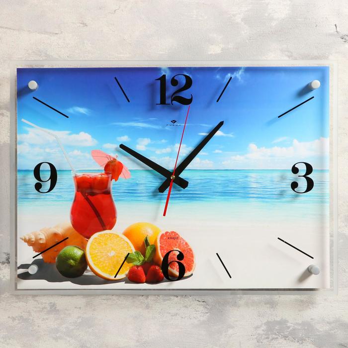 Часы настенные прямоугольные "Коктейль на пляже", 40х56 см