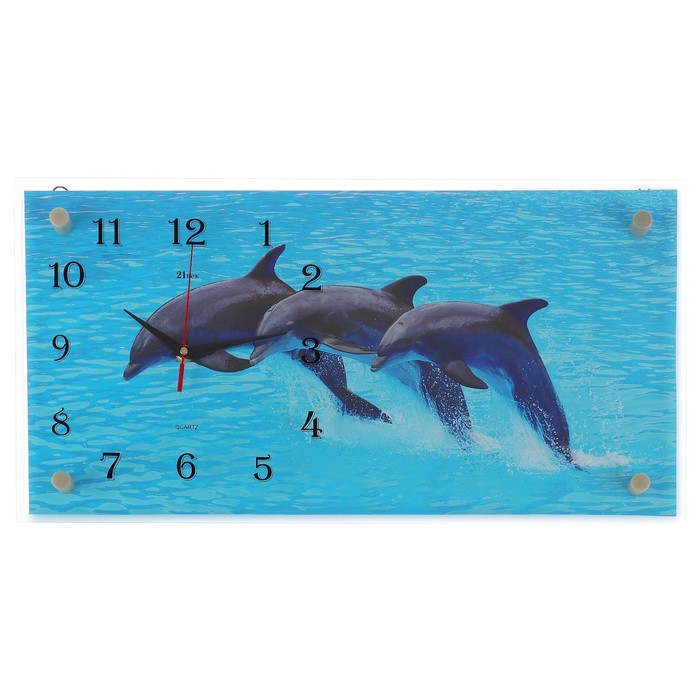 Часы настенные прямоугольные "Дельфины", 26х52 см микс