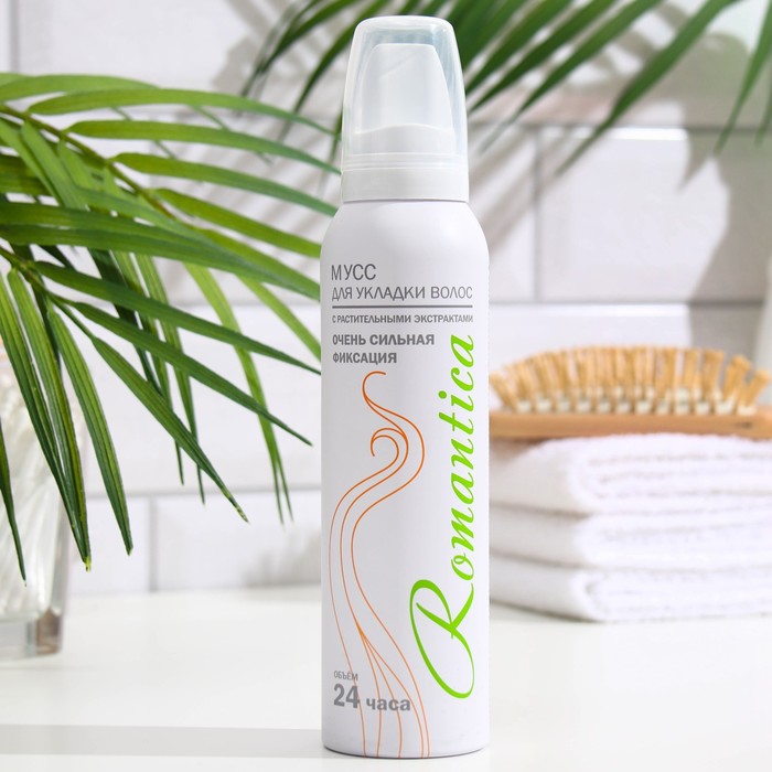 Мусс для волос "Романтика" очень сильн. фикс. с раст.экстрактами, белый, 145 мл