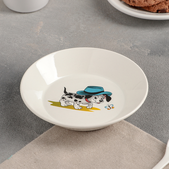 Блюдце-тазик 14 см "Озорные щенки", 150 мл, рисунок МИКС