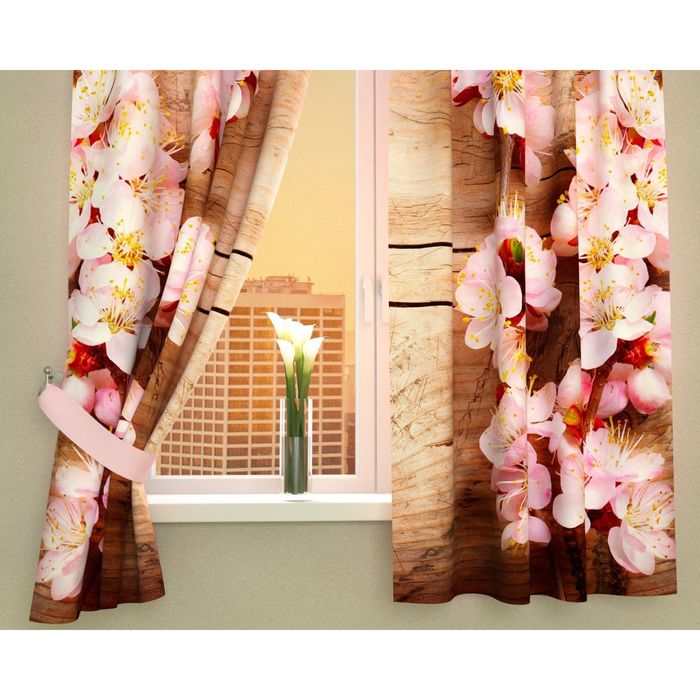 Фотошторы кухонные "Гармония цветов", размер 145х160 см-2 шт, габардин 02977