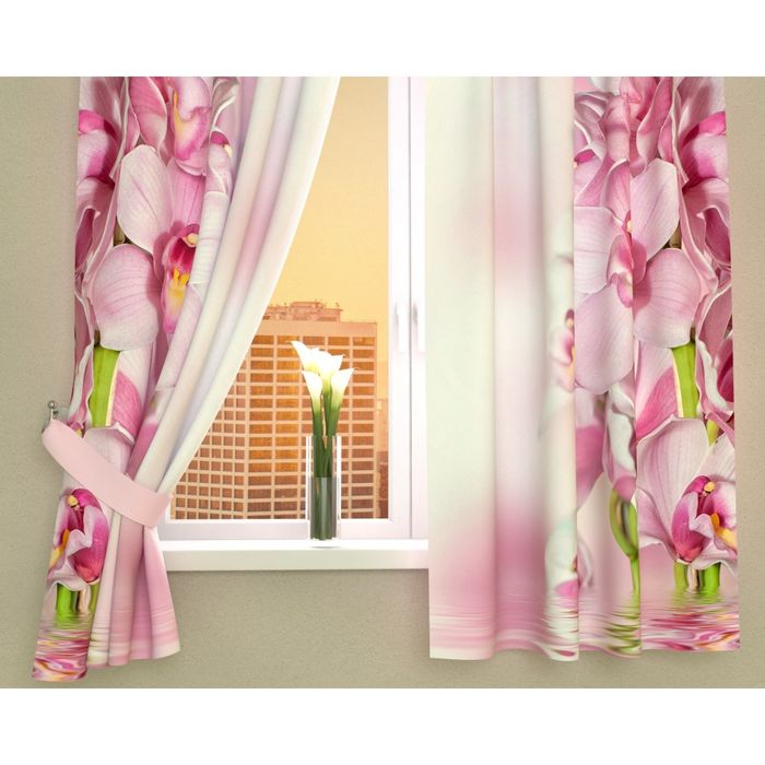 Фотошторы кухонные "Отражение", размер 145х160 см-2 шт, габардин 03014