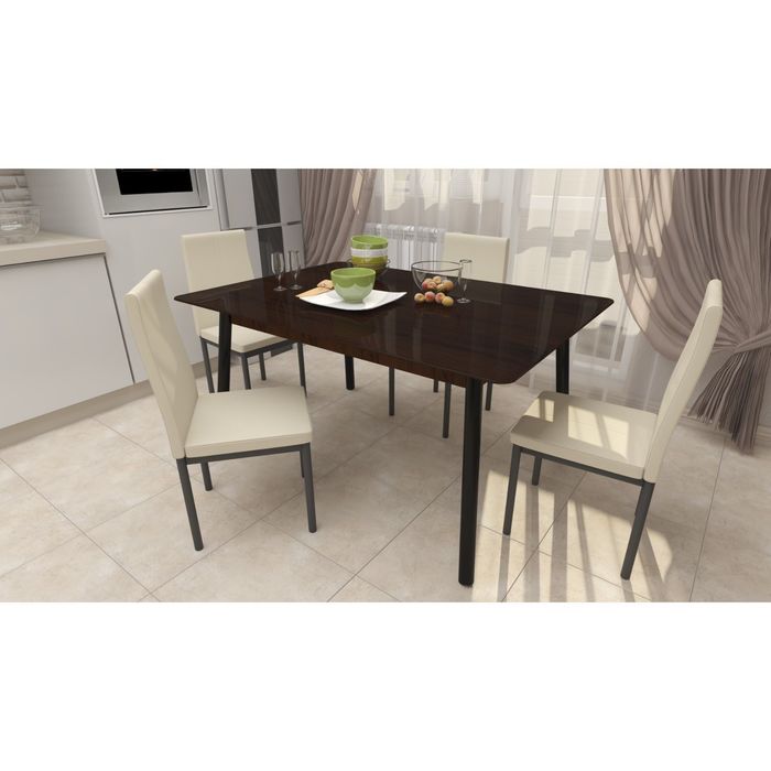 Обеденная группа "Идея" стол 120x70x75, дуб венге, 4 стула Слайп кофейный/чёрный