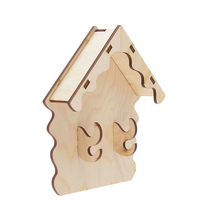 Заготовка ключница домик с козырьком и крючками