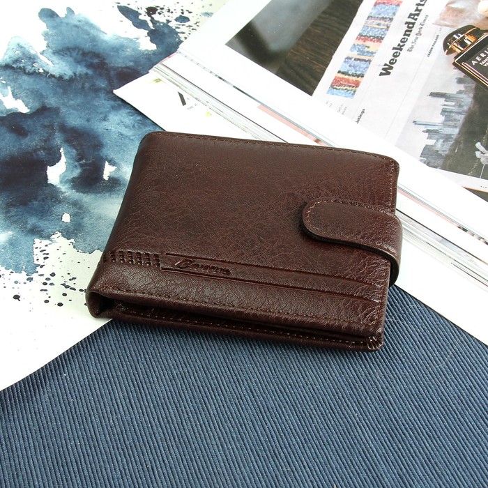 Портмоне мужское, 3 отдела, для карт, для монет, цвет коричневый