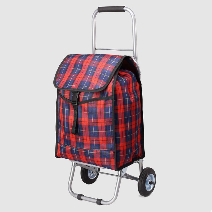 Сумка хозяйственная на тележке, 1 отдел, наружный карман, цвет красный/синий