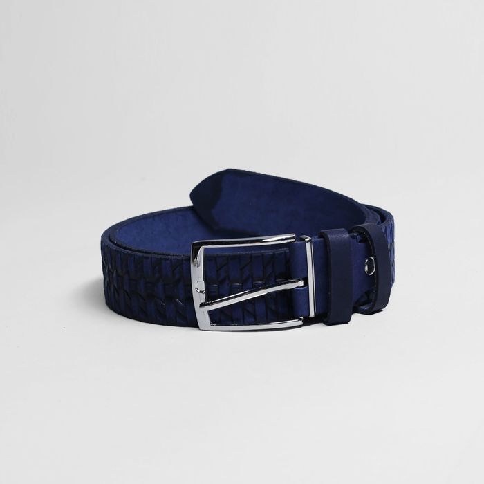 Ремень мужской, пряжка металл, ширина - 3,5 см, цвет синий