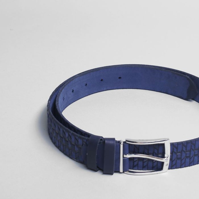 Ремень мужской, пряжка металл, ширина - 3,5 см, цвет синий