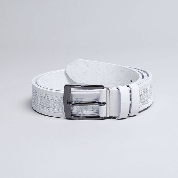 Ремень мужской, пряжка металл, ширина - 3,5 см, цвет белый