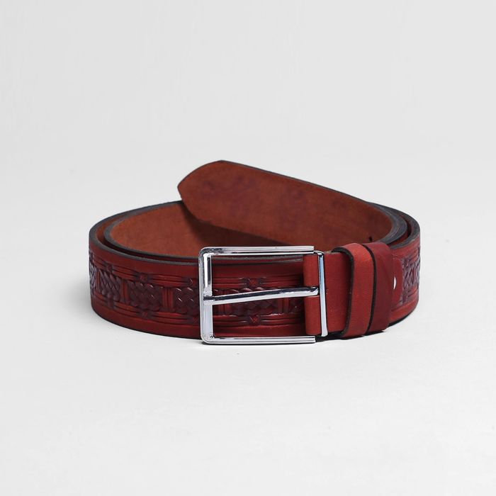 Ремень мужской, пряжка металл, ширина - 3,5 см, цвет рыжий