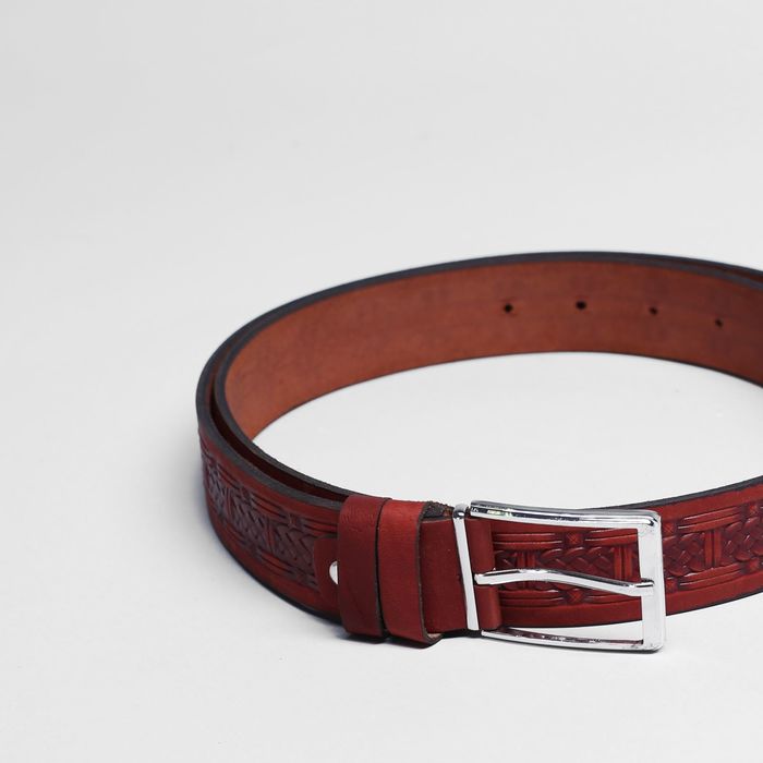 Ремень мужской, пряжка металл, ширина - 3,5 см, цвет рыжий