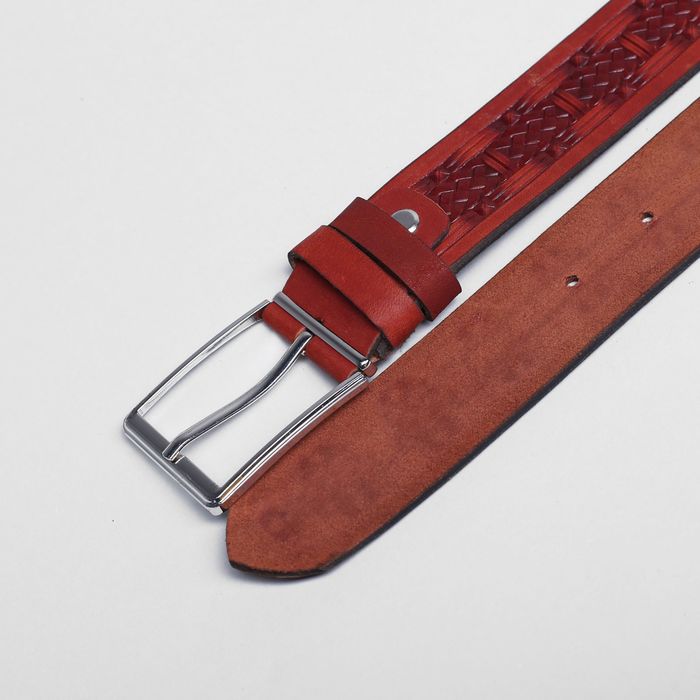 Ремень мужской, пряжка металл, ширина - 3,5 см, цвет рыжий