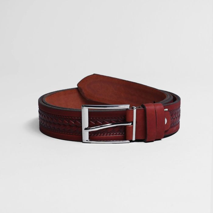 Ремень мужской, пряжка металл, ширина - 3,5 см, цвет рыжий