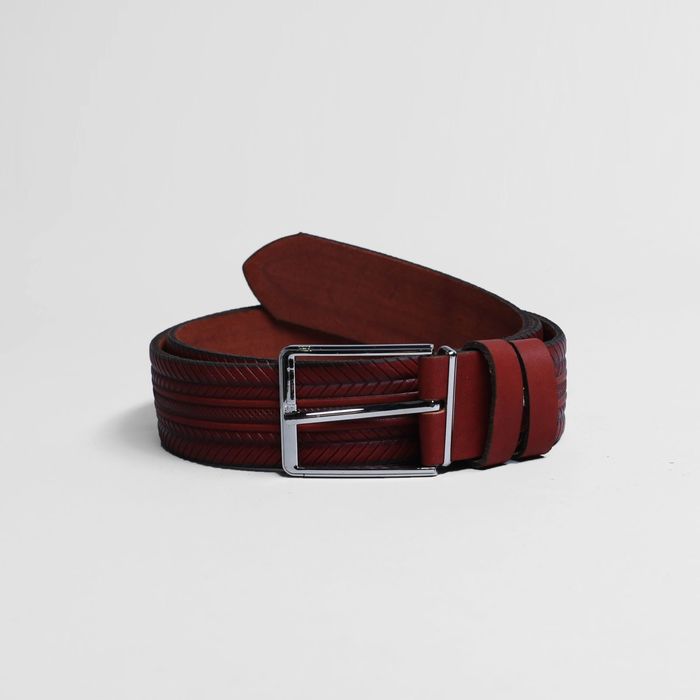 Ремень мужской, пряжка металл, ширина - 3,5 см, цвет рыжий