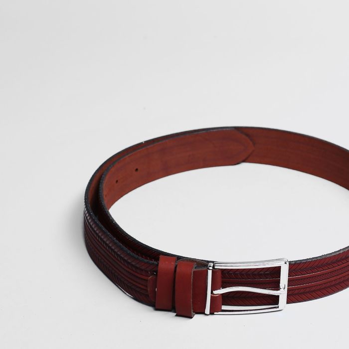 Ремень мужской, пряжка металл, ширина - 3,5 см, цвет рыжий