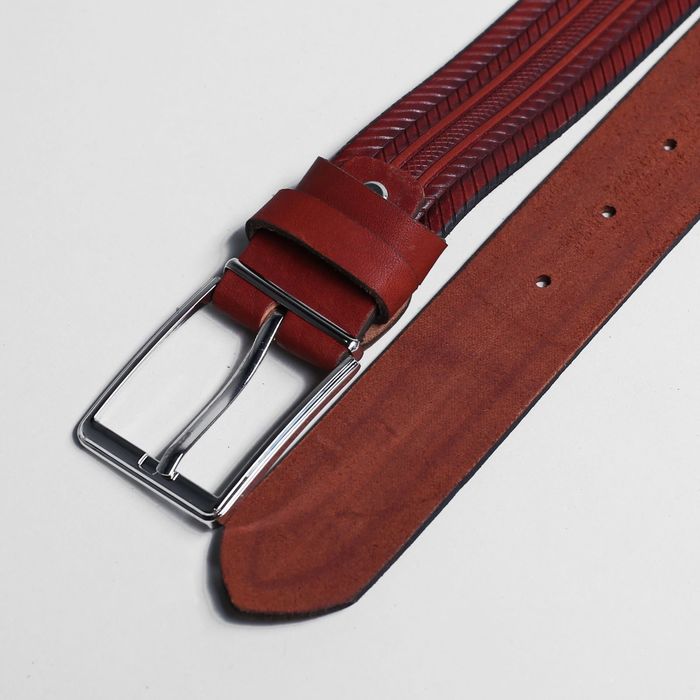 Ремень мужской, пряжка металл, ширина - 3,5 см, цвет рыжий