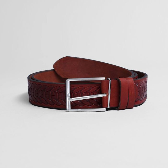 Ремень мужской, пряжка металл, ширина - 3,5 см, цвет рыжий