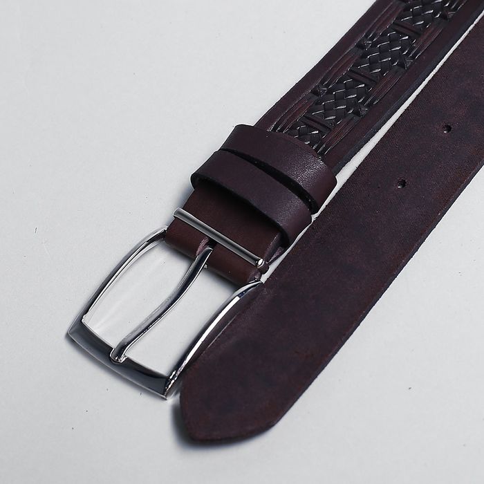 Ремень мужской, пряжка металл, ширина - 3,5 см, цвет кофе