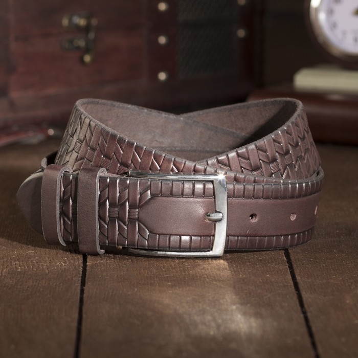 Ремень мужской, пряжка металл, ширина - 3,5 см, цвет кофе