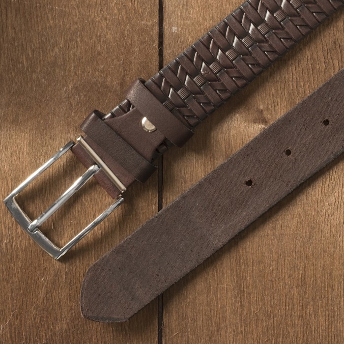 Ремень мужской, пряжка металл, ширина - 3,5 см, цвет кофе