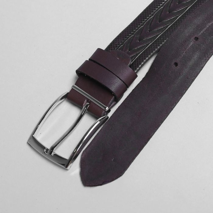 Ремень мужской, пряжка металл, ширина - 3,5 см, цвет кофе