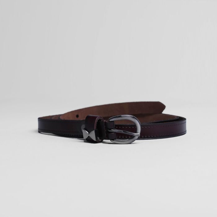 Ремень женский, пряжка тёмный металл, ширина - 1,2 см, цвет коричневый